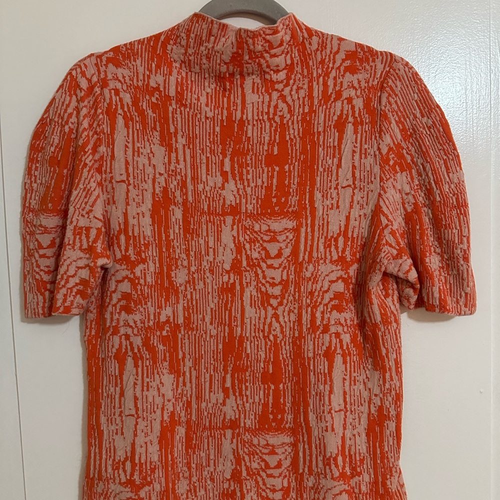 Anthropologie Maeve Coral and Pink Mock Neck Knit Top Size L